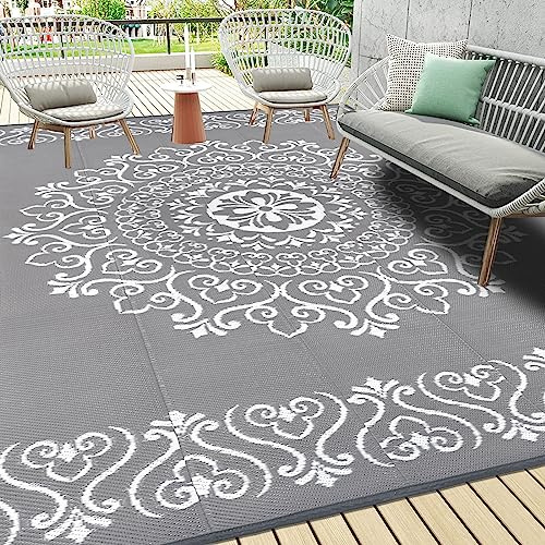 Pauwer Wasserdichter Outdoor-Teppich, wendbar, Kunststoff, Stroh, Terrasse, Camping, Innen- und Außenbereich, Wohnmobil-Matte, Teppich für Deck, Camper, Veranda, Balkon, Hinterhof, Picknick,