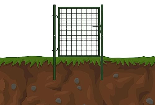 Gartentür Grün/Anthrazit Gartentor Rundpfosten Gartenpforte Metall Geteilt Tor, Farbe:Grün, Höhe:1 x 1 m
