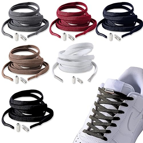 Fasood 6 Paar Schnürsenkel Ohne Binden - Elastische Schnürsenkel mit Metallkapsel, Gummi Schuhbänder Schnellverschluss, Gummischnürsenkel für Sneaker, Laufschuhe, Sporschuhe