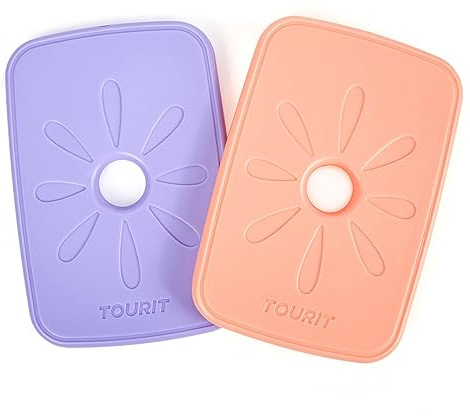 TOURIT 2er Set Kühlakkus Kühlakkus für kühltasche 17.6 x 12.1 x 1.3 cm Ultradünn Kühlakku Wiederverwendbare Kühlelemente für Kühlbox Kühltasche Picknick Camping Outdoor Rosa & Violett