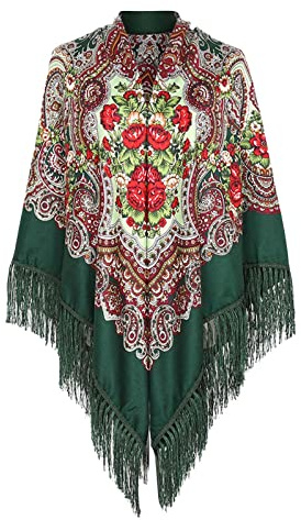 pvucpot Warme Schals für Frauen Scarves Russischer Babuschka-Schal für Damen, übergroß, traditioneller ukrainischer Retro-Stil, Bedruckte Quasten, quadratische Schals Hair Scarf for Women Halstuch