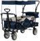 Zelsius Bollerwagen faltbar mit Dach | Blau/Grau | Transportwagen mit Gurtsystem | Handwagen, Klappbollerwagen, Gerätewagen | Faltbollerwagen klappbar, Gartenkarre mit Sonnendach, Transportkarre