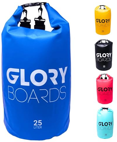 Glory Boards® Wasserdichter Dry Bag Rucksack - Ultra-Robust, leicht für Reisen, Schwimmfähig, mit Schultergurt für Stand up Paddling, Tauchen, Kajak, Rafting und Camping, 25 Liter, Blau