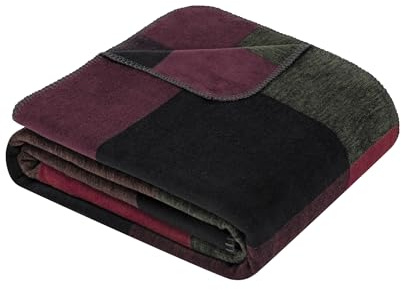 Ibena Bolton Decke 150 x200 cm - Baumwollmix, weich, warm & waschbar, Kuscheldecke kariert mehrfabig