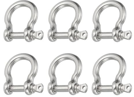 PATIKIL Manille à Vis 4mm 5/32 220Lb, 6 Pièces en Acier Inoxydable 304 Forgé pour Manille en Arc Grade Marin pour Chaînes Câbles en Acier Extérieur, Argent