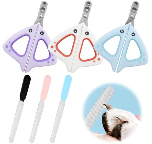 KHDULQ 6 Stücke Krallenschere Katzen mit Schutz,Krallenschere für Hunde,Katzen Schneider Nagelschere Kaninchen Krallenzange Loch Clippers Mit Schutz,Für Kleine Hunde Welpen Katzen Mit Datei