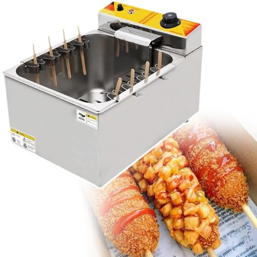 Friteuse Commerciale Professionnelle, Friteuse éLectrique Pour Hot-Dogs De Grande Capacité De 12 L, Machine à Hot-Dogs En Acier Inoxydable/Bouton Pour ContrôLer La TempéRature