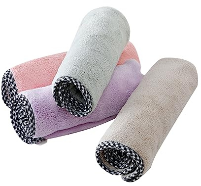 WOONEKY 4stücke Haartrocknungskappen Aus Korallenvlies Wasserabsorbierend Umwickelt Zum Trocknen Von Nassen Haaren Rosa Grün Khaki