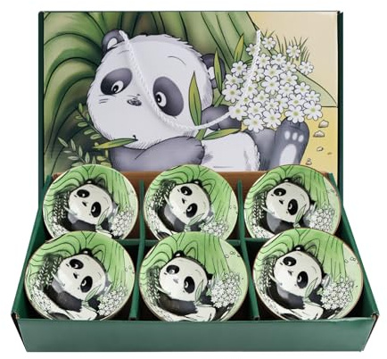 Juego de cuencos de cereales de cerámica, estilo panda, cuenco de cereales de 300 ml, 6 cuencos de postre, cuencos de porcelana para niños y adultos, cuencos de sopa para guardar ceremonias, frutas