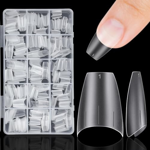 Kiiwah 300 Pezzi Unghie Finte Tip, Acrilico Mezza Copertura Finte Francese Artificiali Opaco Tip Unghie in Gel Per Nail Art Saloni di Manicure e Amanti Delle Fai da te a Casa