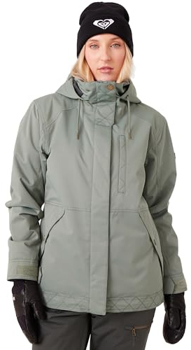 Roxy Women's Standard Billie 10K Waterproof Snow Jacket, Tailored Fit, PFAS-Free, Insulated, Sea Spray, Large