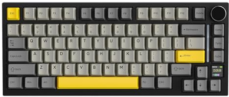 ATTACK SHARK X820 Ultra Trådlöst Mekaniskt Tangentbord Med TFT Smart Skärm & Ratt, 75% Hot-Swappable Gamingtangentbord, BT/2.4G/USB-C, RGB, PBT-tangenter (Svart-Shark Brytare)