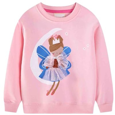Generisch 2025 Filles Sweats à Capuche & Sweatshirts Hiver Ballet Impression Pull Tricot Décontracté Top Lâche Confortable Extensible Coupe-Vent Tissu Doux Col en Laine Pull Fille, Rose, 6-7 ans