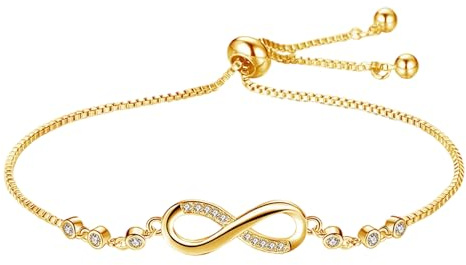 BWOOOWE Bracelet Femme Infini Réglable Couple Élégant Bracelet Perles Femme Bijoux Naturelle(Or)