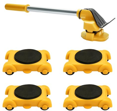 4Pcs Furniture Sliders Moving Wheels Kit Moving Roller Kit Mover Tool Set | Furniture Lifter Casters Kits 360 Degree Rotatable Pads for Sofas Couches Refrigerators (1 Yellow)
