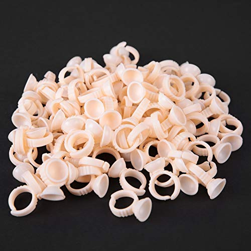 Naroote Porte-pigments Jetables, 100 Pièces, Anneau de Tatouage pour Colle D'Extension de Cils, Gobelet D'encre Semi-permanent en Plastique pour Maquilleur Professionnel, Options de Taille S/M/L