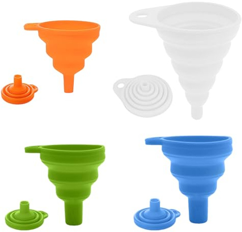 YUPZAR 4 Pezzi Imbuti Pieghevoli in Silicone per Cucina e Trasferimento Liquidi, Imbuto Cucina