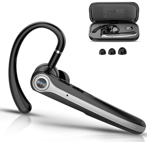 Manos Libres Auricular Bluetooth V5.4, Auriculares inalambricos Bluetooth con Doble Micrófono Cancelación, 25H de Conversación, 180H en Espera, Manos Libres Oreja para Conducir/Negocios/Oficina, Negro