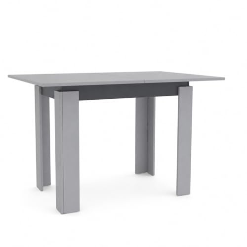 Shefa Family Extendable Dining Table 90–120 cm – Grey - Anthracite Compact Space-Saving Kitchen Table, Modern Small Dining Table for 2–6 People, Fold-Out Table for Home & Dining Room