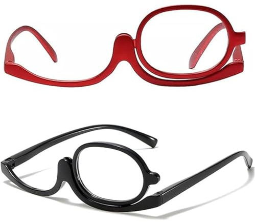 2 Pcs Makeup Glasses (+2.50, +3.50) with Rotatable Lens – Precision Makeup