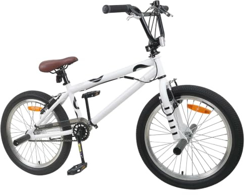 Gecheer BMX Rad 20 Zoll für über 9 Jahre alt Weiß, Kinder Fahrrad Jugendfahrrad für Mädchen Jungen Freizeit Schulweg Park42009753