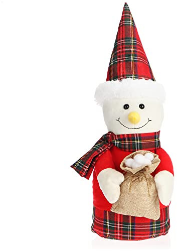 com-four® Arrêt de porte, arrêt de porte lourd au design bonhomme de neige de Noël, butoir pour fenêtres - figurine de bonhomme de neige - 1,4 kg (Bonhomme de neige - rouge blanc vert)