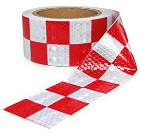 Carparts-Online Signalband Markierungsband Absperrband selbstklebend reflektierend kariert 10m