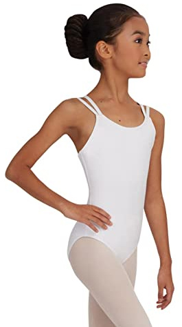 Capezio Body a canotta con doppio cinturino posteriore, elegante body da danza o ginnastica, body con scollo rotondo da donna può indossare per balletto, jazz e altri stili di danza - bianco, XS (Xtra