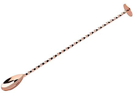 We Can Source It Ltd - Professional Twisted Copper Bar Spoon With Flat Mixing Masher End - Cocktail Spoon for Bars, Home, Pubs, and Restaurant - Size 10.5 or 27cm