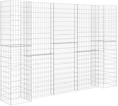 vidaXL Gabionen Pflanzkorb H-förmig Steinkorb Blumentopf Wand Mauer Gabione Drahtkorb Pflanzkübel Blumenkasten Stahldraht 260x40x200cm