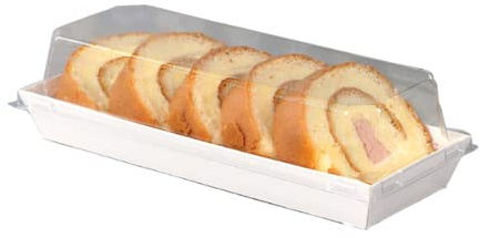 NatureMan 50 Pcs Roll Cake Box Set, Swiss Roll Container, Sandwich Craft Carton with Clear Lid, Sushi Fruit Cheese Pastry Dessert Muffin Container 7.5x3.3x2.4