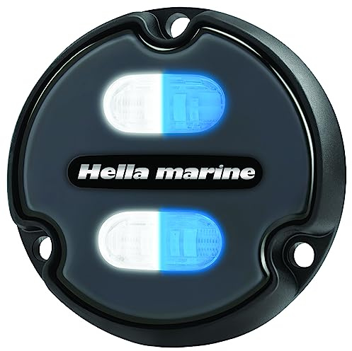 Hella Marine Apelo A1 - Luz subacuática azul blanca - 1800 lúmenes - Carcasa negra - Lente de carbón