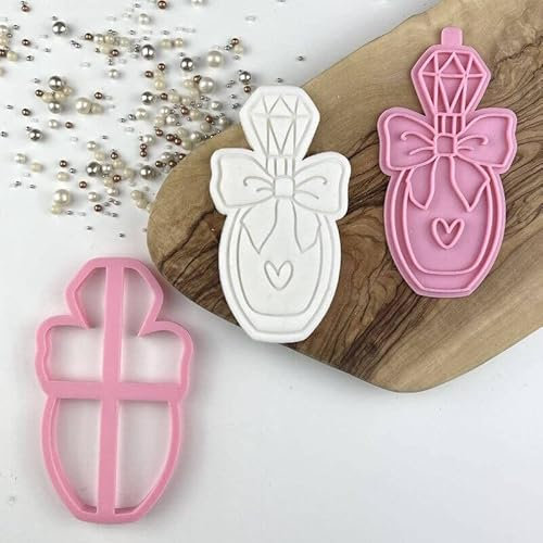 LissieLou Perfume Hen Party Cookie Cutter and Stamp Icing Stamp Fondant Embosser Hen Party Theme - Light Pink