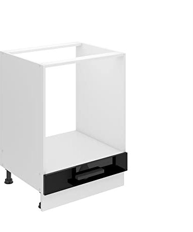 Belini Unterschrank Küche, Küchenunterschrank 60 cm Breite. SDP Küchenunterschrank ohne Arbeitsplatte. Küchenschrank ohne Tür, mit Schubladen, Schwarz Hochglanz