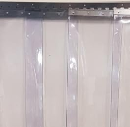 Sirocco Lamellenvorhang Bausatz 1m breit 1.5m hoch PVC Streifenvorhang 30cm 3mm blau transparent lebensmittelecht Edelstahl Schiene witterungsbeständig UV stabil