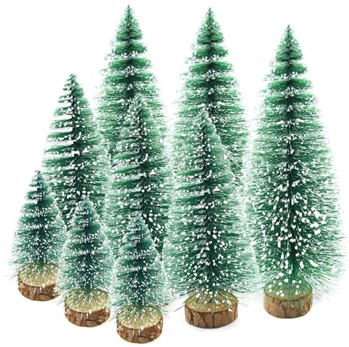 Miniatur Tannenbaum 10/15/20cm Mini Weihnachtsbaum, Weihnachtsbaum Mini Künstlich, Grün Mini Weihnachts Baum, Klein Tannenbaum Miniatur Tanne, für Tischdeko Basteln Schaufenster DIY deko(9 Stück)