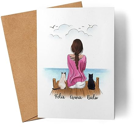 Kiddle-Design Personalisierte Katzenmama Karte | Katze Geschenk für Katzenbesitzer | Geburtstag Weihnachten Muttertag Grußkarte mit individuellem Motiv