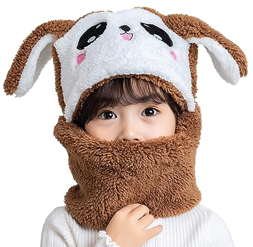 MK MATT KEELY Scarf Hat Set Barn 1-14 År Mössor Keps Plysch Foder Varm Vinter Pojke, Kanin-brun, 5-8 anni