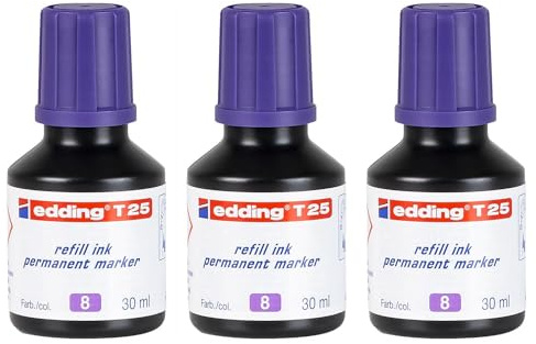 EDDING 3 x Nachfülltinte 30 ml T25 Tropfen für Permanentmarker, Violett