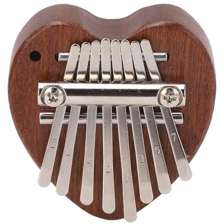 Mini Kalimba, Pianoforte a Pollice a 8 Tasti Suono Chiaro e Piacevole Pianoforte a Pollice Portatile Facile da Suonare con Corda Sospesa (XA65 a forma di cuore)
