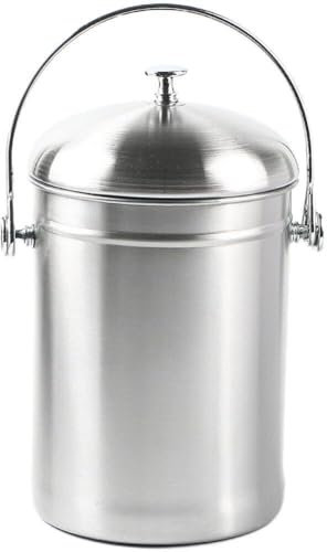 Contenedor De Abono De Acero Inoxidable, Carrito para Residuos De Alimentos De Cocina con Asa, Contenedor De Abono para Encimera De Cocina, Jardinería