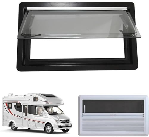 ZCBYBT RV Vidrio acrílico Ventana Externa con bisagras Laterales con Pantalla de toldo y persiana para Remolque de Autocaravana de yate,500x300mm