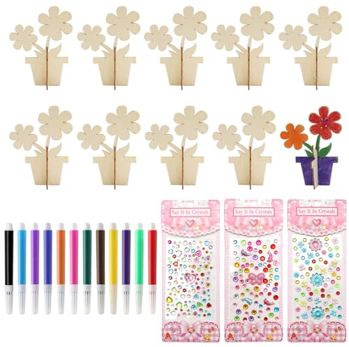 DIY Holzblumen zum Bemalen - Bastelset für Kindergeburtstag
