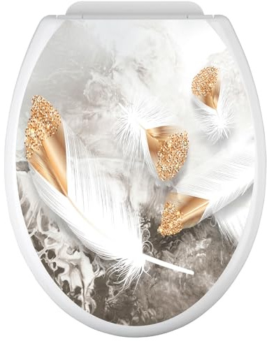 Stickers Abattant WC - Plumes 3617689986067 - Adhésif + Protection MATE - 35x43 cm
