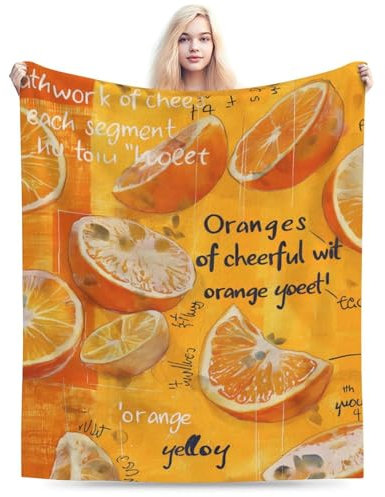 Flanelldecke, Patchwork-Motiv, 101,6 x 127 cm, weich und gemütlich, Sommerfruchtdecke, Geschenke für Mädchen, Jungen, Frauen, niedliche Decken, perfekt für Heimdekoration, Couch, Bett, Büro, Picknick