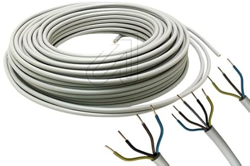 Installationsleitung NYM-J Mantelleitung Feuchtraumleitung Stromkabel Elektrokabel Kupfer Made in Germany (5x6mm² - 50 Meter)