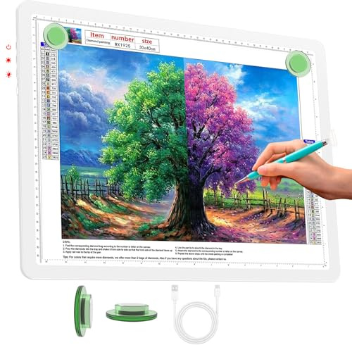 Phylosal Wiederaufladbare A3 LED Lichtpad für Diamantmalerei, ultradünne magnetische Tracing Light Box zum Zeichnen, Diamond Art Light Board mit Seitentaste, super heller Leuchttisch zum Skizzieren