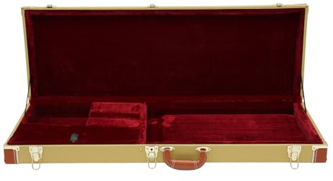 KenSyuInt E-Gitarre Hartschalenkoffer Rechteck Holz Hartschalenkoffer Tragbarer E-Gitarrenkoffer mit Schlüssel, Abschließbar, Riegel & Tasten, Weiches Plüschfutter, Schaumstoffpolsterung & Halsstütze