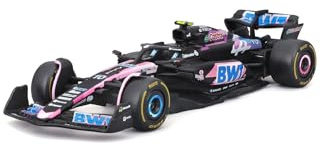 Bburago Formel 1 Alpine A524 Bahrain Version (2024): Modellauto im Maßstab 1:43, Sondermodell, mit Fahrer #10 Pierre Gasly, Hardcase, 12,5 cm, blau pink (18-38220G)
