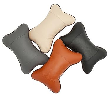 Auto Nackenkissen Nackenstütze Schwarz Leder Space Cotton | Kopfstützenkissen fürs Auto, Atmungsaktiv, Unsichtbarer Reißverschluss, für Sitzzubehör